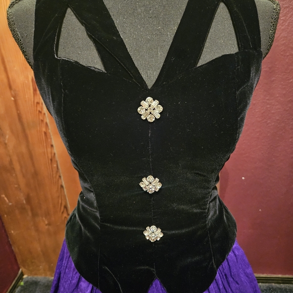 Jessica McClintock Vintage Purple Silk and Velvet Gown‎ size 4 - Picture 2 of 7